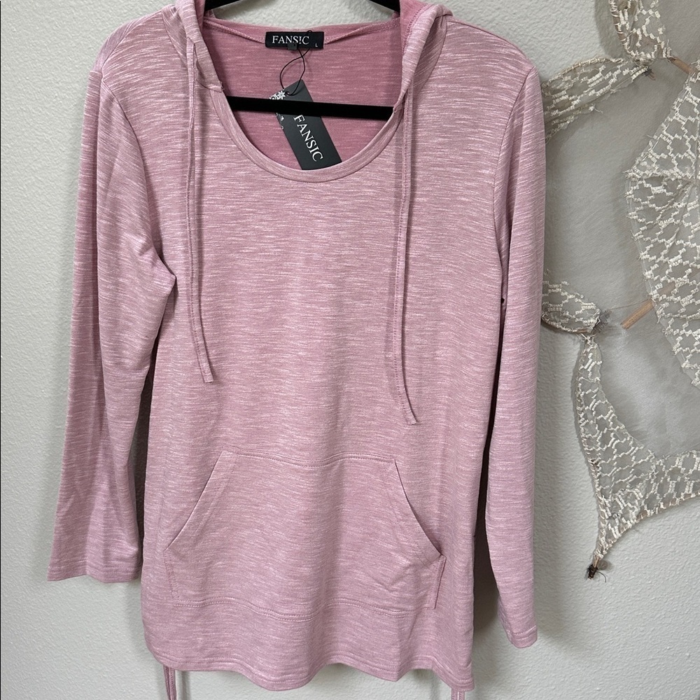 Heathered Pink pullover lightweight hoodie